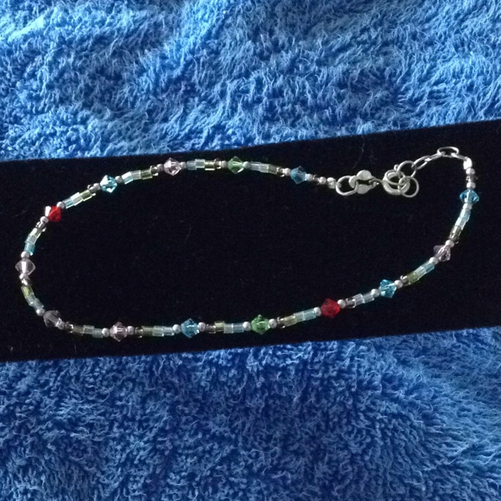 Silver 925 beaded with Swarovski elements anklet